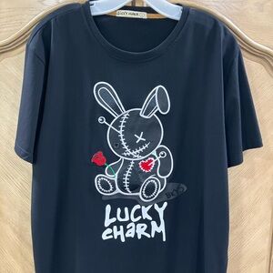 MENS LUCKY BRAND CHARM T-SHIRT LARGE BLACK